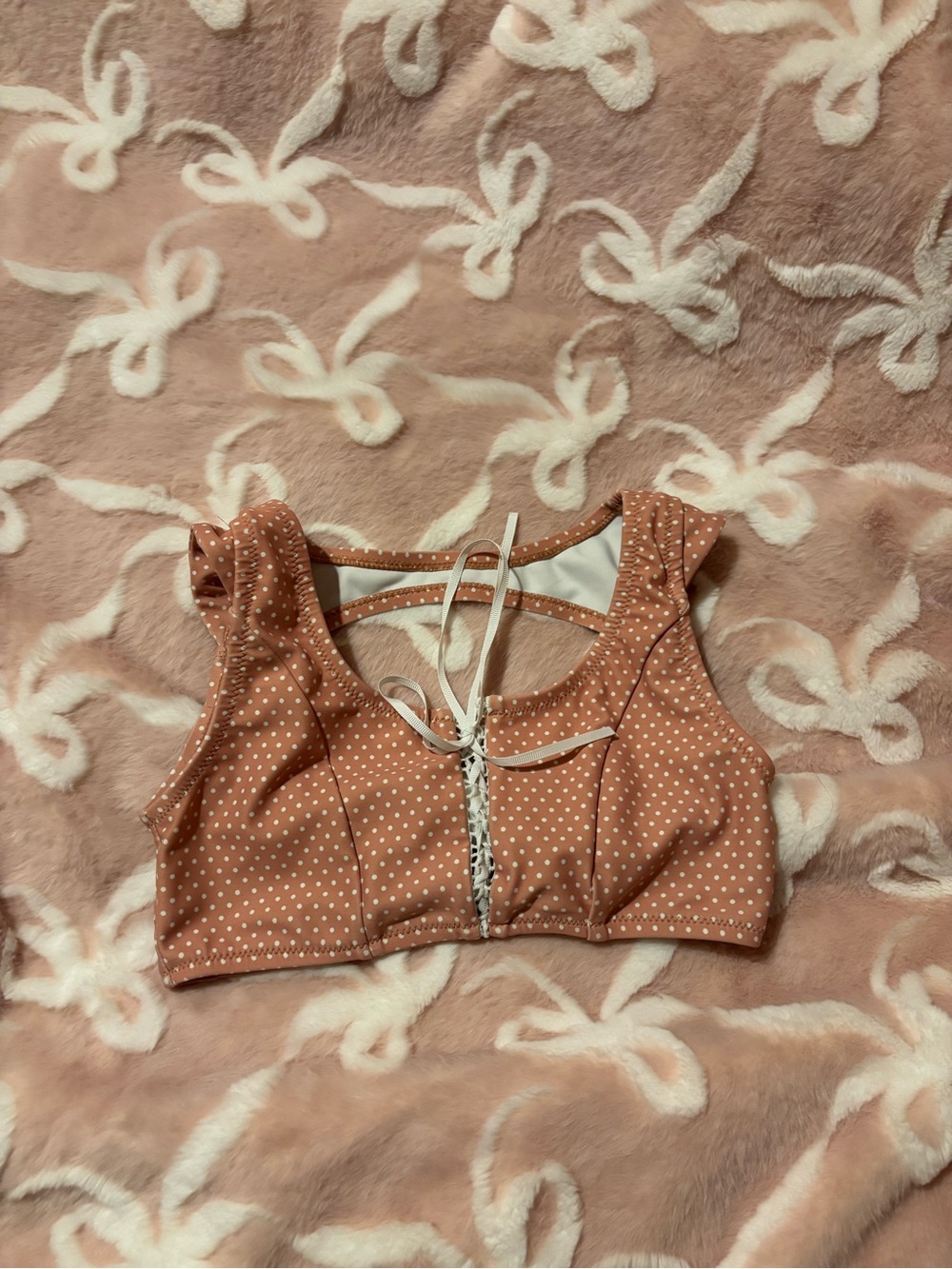 Polka Dot Tie-Front Crop Top sports bra
